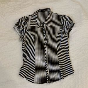 Striped Satin Button Down Shirt (M)